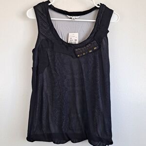 NWT Cabi Illusion Jeweled Bubble Mesh Layered Tank